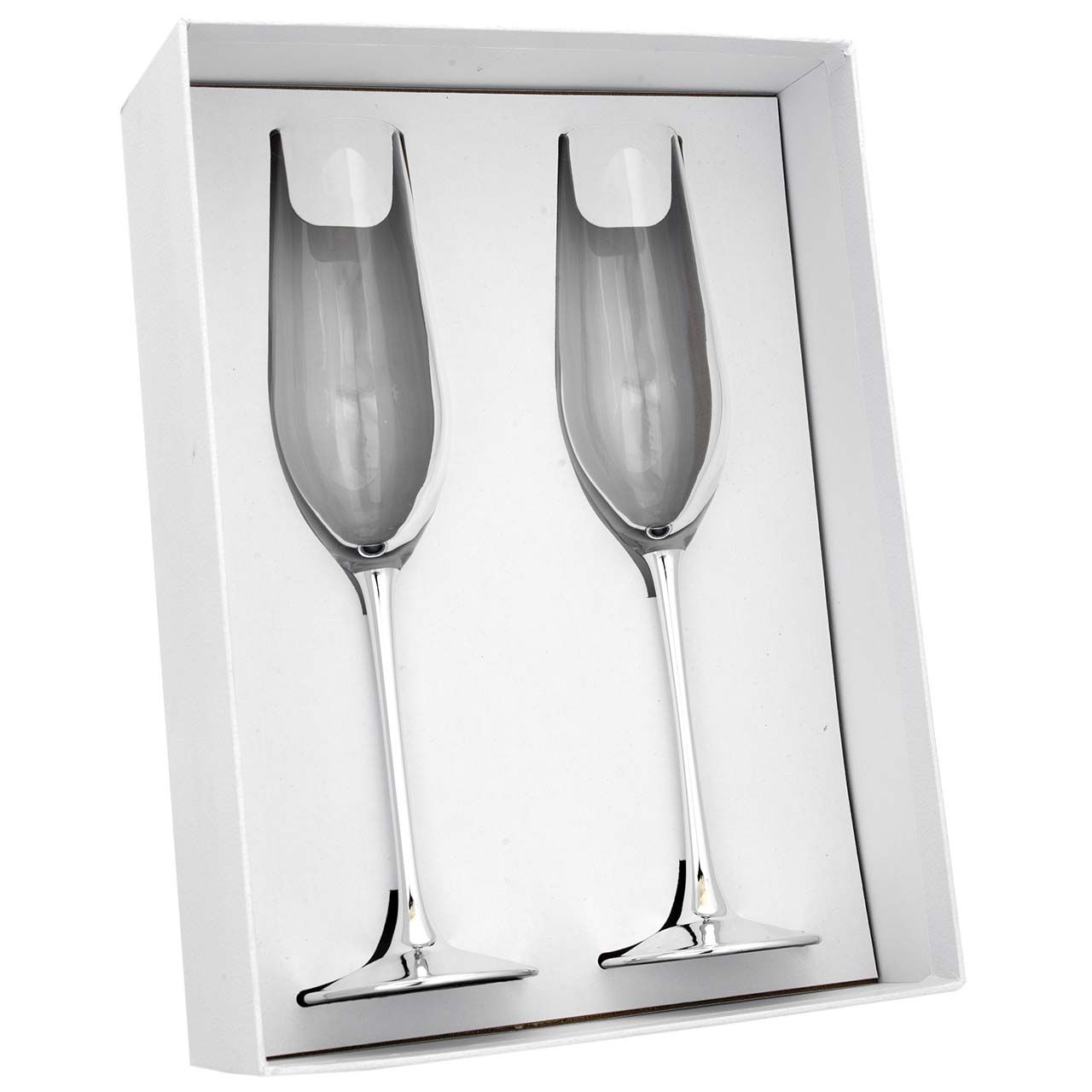 2X CALICI H. 26 IN VETRO CON STELO ARGENTATO